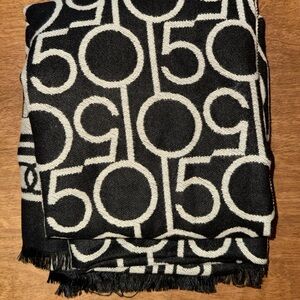 Bloomingdale's Black and White Logo Pattern Scarf